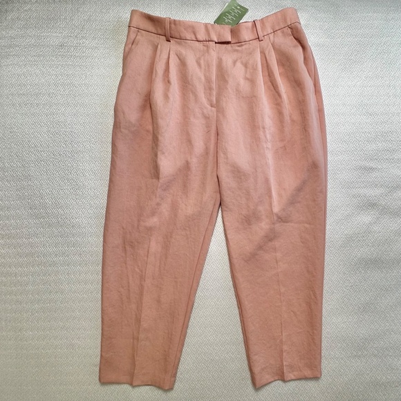 NWT H&M Tailored High-rise Wide Tapered Ankle Trouser Pant Powder Pink Size 16 - Picture 5 of 16